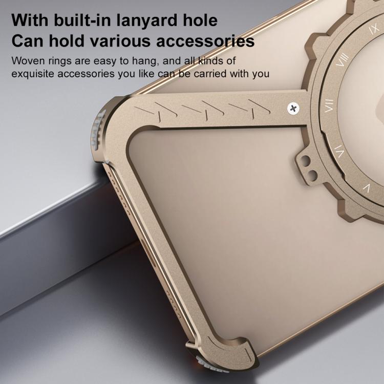 For iPhone 15 Pro Max Z-shaped Frameless Metal 360 Holder MagSafe Phone Case(Space Silver) - iPhone 15 Pro Max Cases by PMc TechLife | Online Shopping South Africa | PMc TechLife | Buy Now Pay Later Mobicred