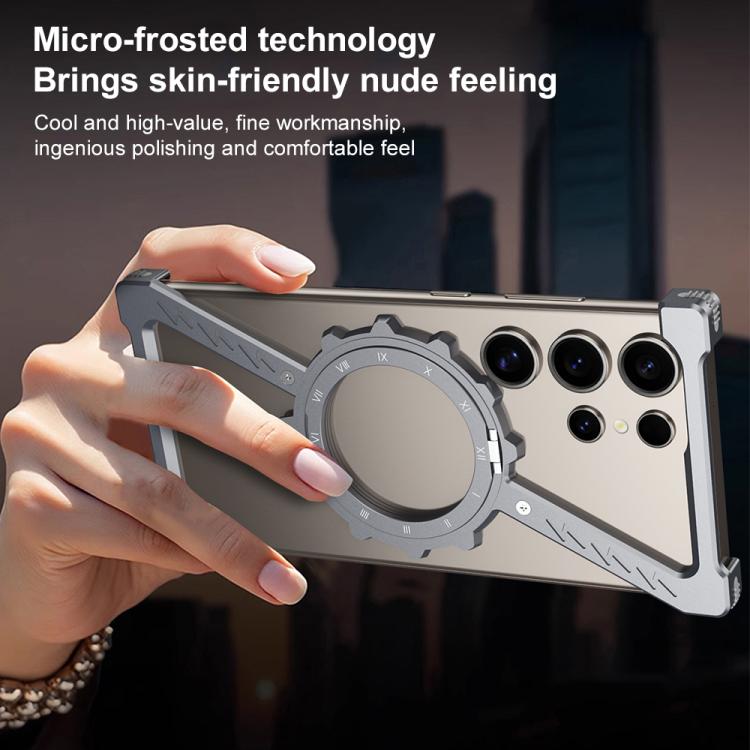 For Samsung Galaxy S22 Ultra 5G Z-shaped Frameless Metal 360 Holder MagSafe Phone Case(Desert Gold) - Galaxy S22 Ultra 5G Cases by PMc TechLife | Online Shopping South Africa | PMc TechLife | Buy Now Pay Later Mobicred