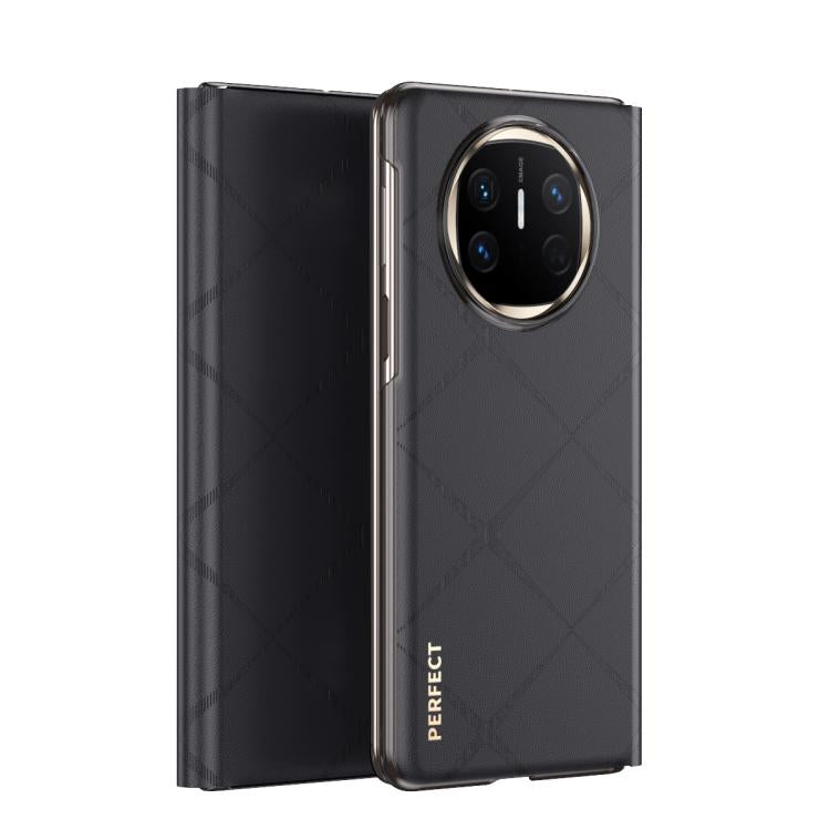 For Huawei Mate X6 Plain Leather Embossed MagSafe Magnetic Phone Leather Case(Black) - Huawei Cases by PMC TechLife | Online Shopping South Africa | PMC TechLife | Buy Now Pay Later Mobicred