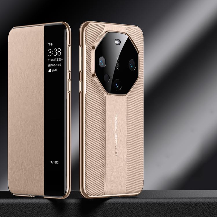 For Huawei Mate 60 Smart View Window Imitation Ultimate Design Phone Case(Gold) - Huawei Cases by PMC TechLife | Online Shopping South Africa | PMC TechLife | Buy Now Pay Later Mobicred