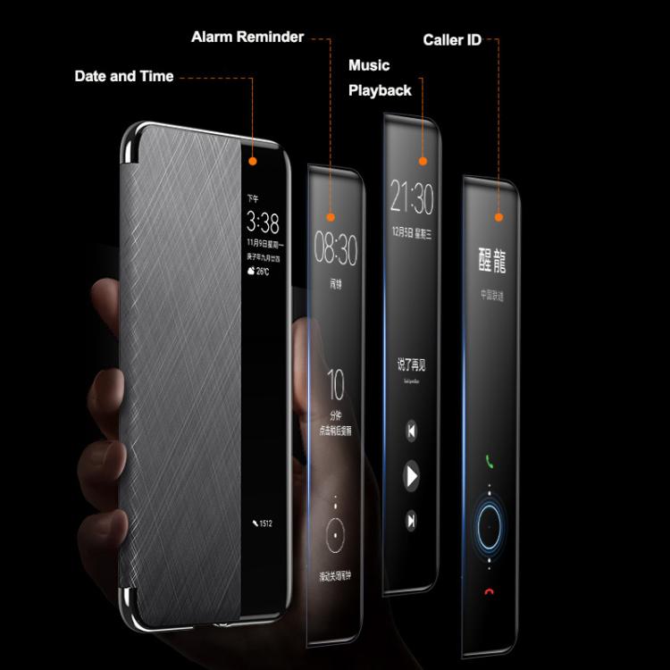 For Huawei Mate 60 Pro Smart View Window Plain Leather Paint PC Phone Case(Grey) - Huawei Cases by PMC TechLife | Online Shopping South Africa | PMC TechLife | Buy Now Pay Later Mobicred