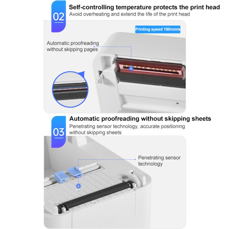 HPRT D35 Bluetooth Version Express Electronic Waybill Printer, Plug:EU Plug(White) - Printer by PMC TechLife | Online Shopping South Africa | PMC TechLife | Buy Now Pay Later Mobicred