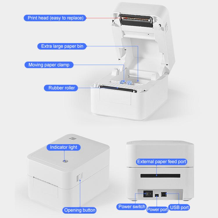HPRT D35 Bluetooth Version Express Electronic Waybill Printer, Plug:EU Plug(White) - Printer by PMC TechLife | Online Shopping South Africa | PMC TechLife | Buy Now Pay Later Mobicred