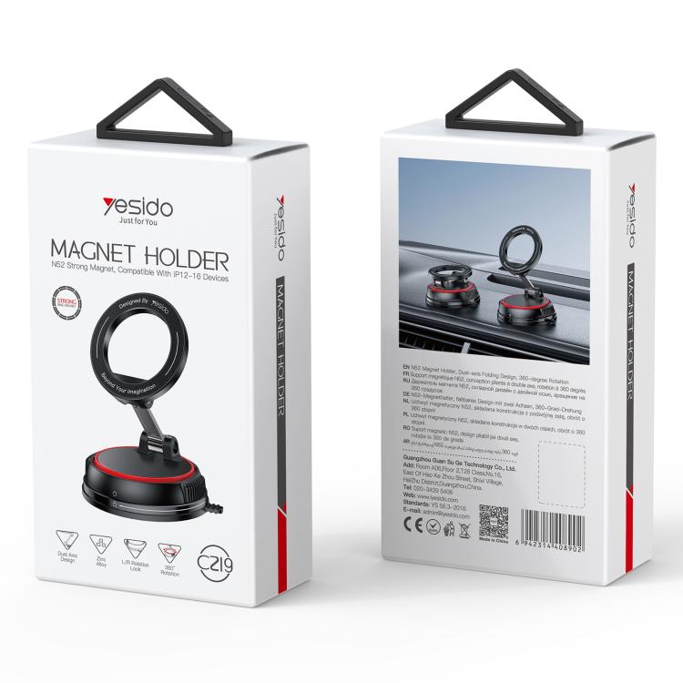 Yesido C219 Suction Cup Car MagSafe Magnetic Mobile Phone Holder(Black) - Universal Car Holders by Yesido | Online Shopping South Africa | PMc TechLife | Buy Now Pay Later Mobicred