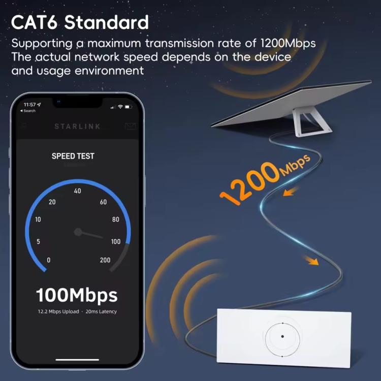 Onten SL301 Starlink Gen3 CAT6 1000Mbps Ethernet Connection Cable, Length:2m(Dark Grey) - Lan Cable and Tools by Onten | Online Shopping South Africa | PMc TechLife | Buy Now Pay Later Mobicred