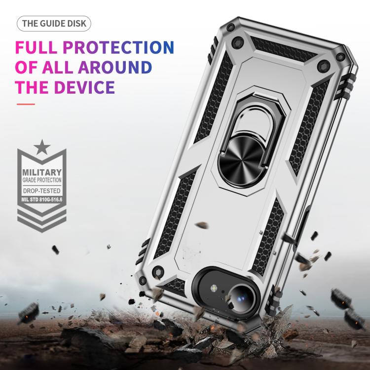 For iPhone 16e Shockproof TPU Hybrid PC Phone Case with Holder(Silver) - iPhone 16e Cases by PMC TechLife | Online Shopping South Africa | PMC TechLife | Buy Now Pay Later Mobicred