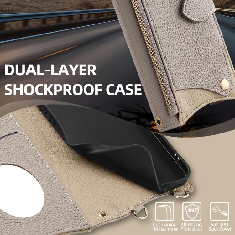For Nokia G42 / G310 Crossbody Chain Fishtail Litchi Leather Phone Case(Grey) - Nokia Cases by PMC TechLife | Online Shopping South Africa | PMC TechLife | Buy Now Pay Later Mobicred