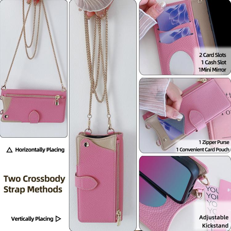 For Sharp Aquos wish4 Crossbody Chain Fishtail Litchi Leather Phone Case(Pink) - More Brand by PMC TechLife | Online Shopping South Africa | PMC TechLife | Buy Now Pay Later Mobicred