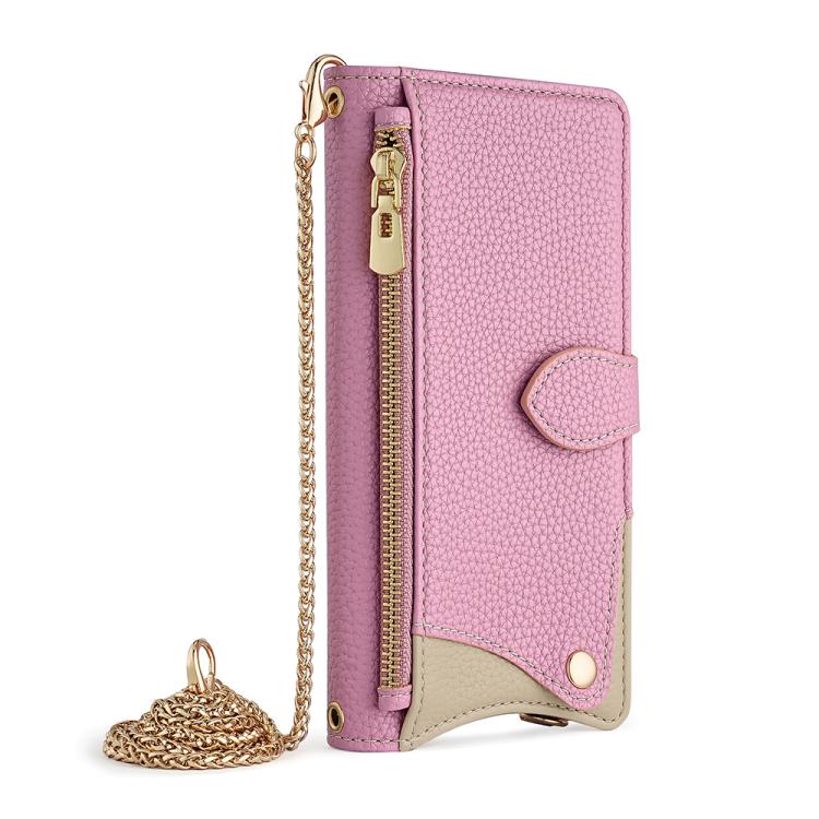 For Google Pixel 6 Pro Crossbody Chain Fishtail Litchi Leather Phone Case(Pink) - Google Cases by PMC TechLife | Online Shopping South Africa | PMC TechLife | Buy Now Pay Later Mobicred