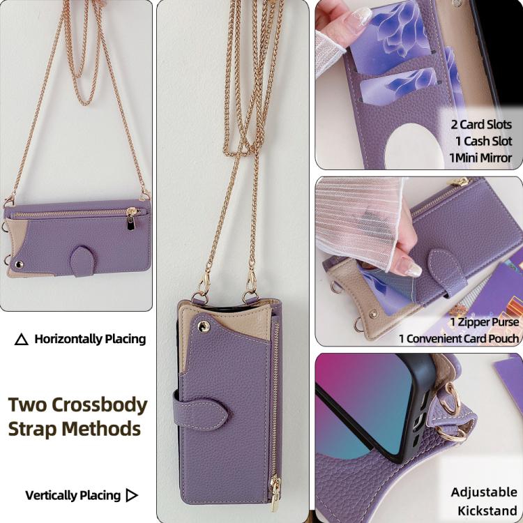 For Google Pixel 8 Crossbody Chain Fishtail Litchi Leather Phone Case(Purple) - Google Cases by PMC TechLife | Online Shopping South Africa | PMC TechLife | Buy Now Pay Later Mobicred