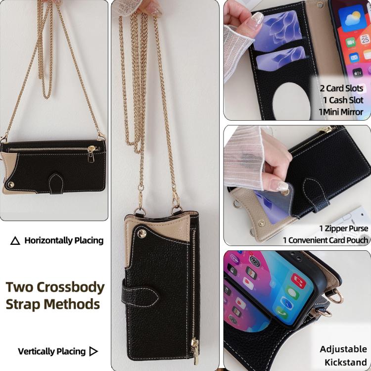 For Tecno Camon 30 Pro Crossbody Chain Fishtail Litchi Leather Phone Case(Black) - Tecno Cases by PMC TechLife | Online Shopping South Africa | PMC TechLife | Buy Now Pay Later Mobicred
