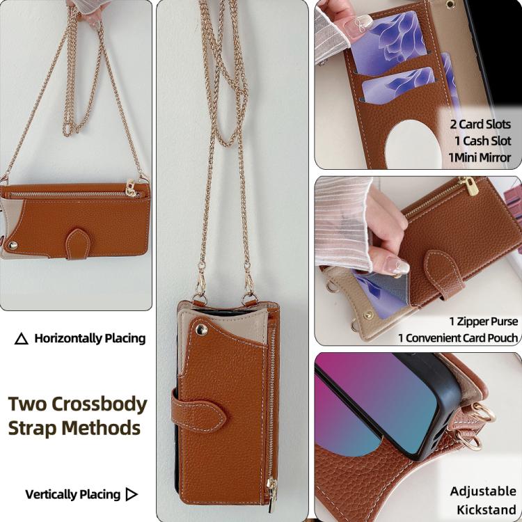 For Tecno Camon 30 Pro Crossbody Chain Fishtail Litchi Leather Phone Case(Brown) - Tecno Cases by PMC TechLife | Online Shopping South Africa | PMC TechLife | Buy Now Pay Later Mobicred