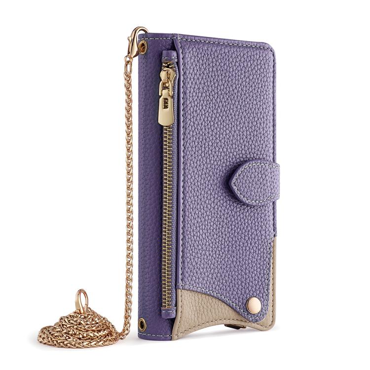 For Tecno Camon 30 Pro Crossbody Chain Fishtail Litchi Leather Phone Case(Purple) - Tecno Cases by PMC TechLife | Online Shopping South Africa | PMC TechLife | Buy Now Pay Later Mobicred