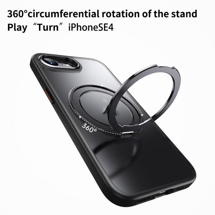For iPhone 16e Frosted 360 Degree MagSafe Magnetic Holder Phone Case(Black) - iPhone 16e Cases by PMC TechLife | Online Shopping South Africa | PMC TechLife | Buy Now Pay Later Mobicred
