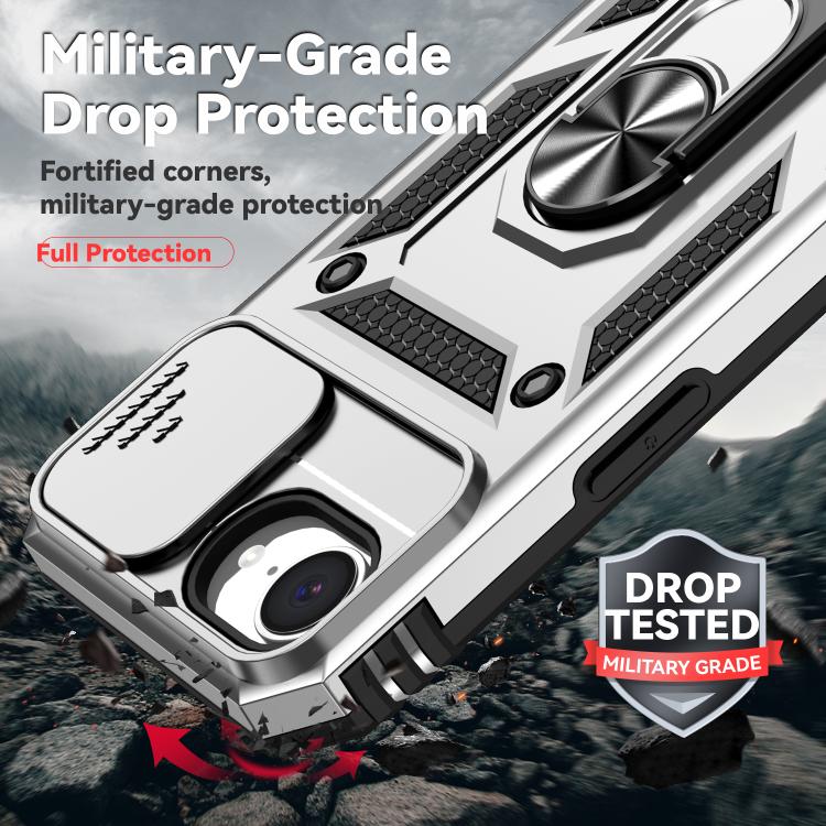 For iPhone 16e Sliding Camshield Holder Phone Case(Silver) - iPhone 16e Cases by PMC TechLife | Online Shopping South Africa | PMC TechLife | Buy Now Pay Later Mobicred