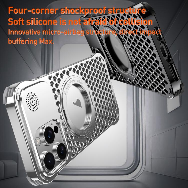 For iPhone 15 R-JUST RJ-64 Aromatherapy Heat Dissipation MagSafe Phone Case with Stand(Grey) - free shipping - PMc TechLife - Order now!