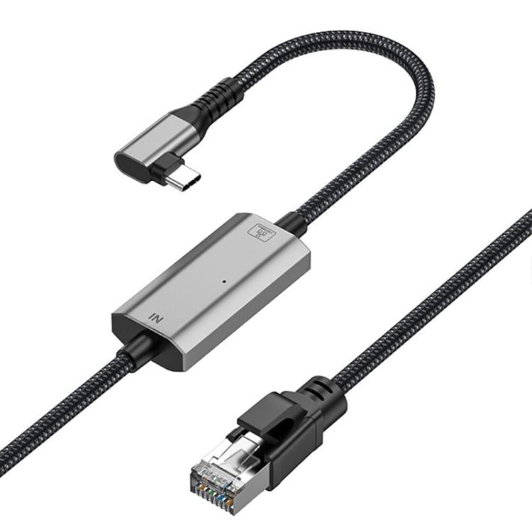 2m RJ45 to USB-C / Type-C Side Bend High Speed Network Card Ethernet Cable - Lan Cable and Tools by PMc TechLife | Online Shopping South Africa | PMc TechLife | Buy Now Pay Later Mobicred