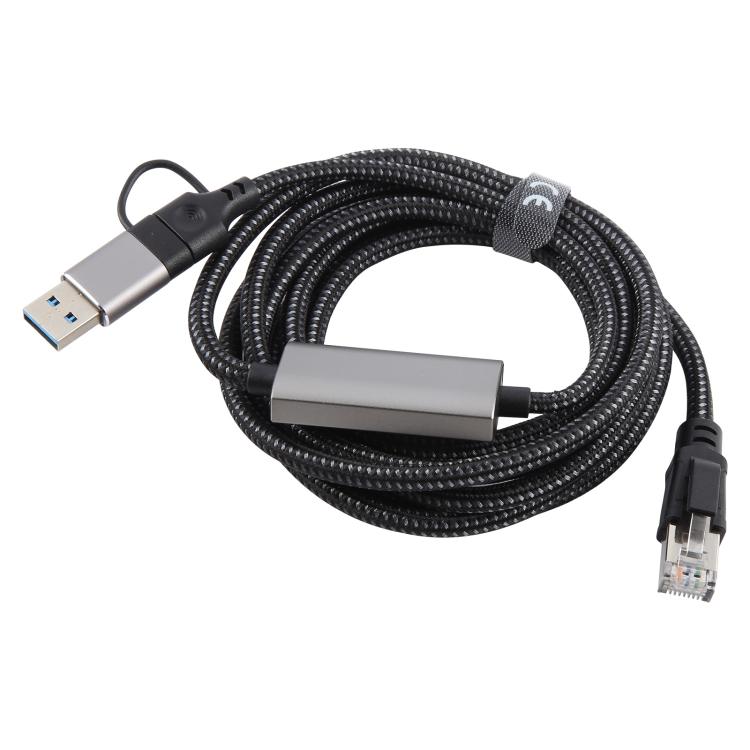2m RJ45 to USB-C / Type-C Side Bend High Speed Network Card Ethernet Cable - Lan Cable and Tools by PMc TechLife | Online Shopping South Africa | PMc TechLife | Buy Now Pay Later Mobicred