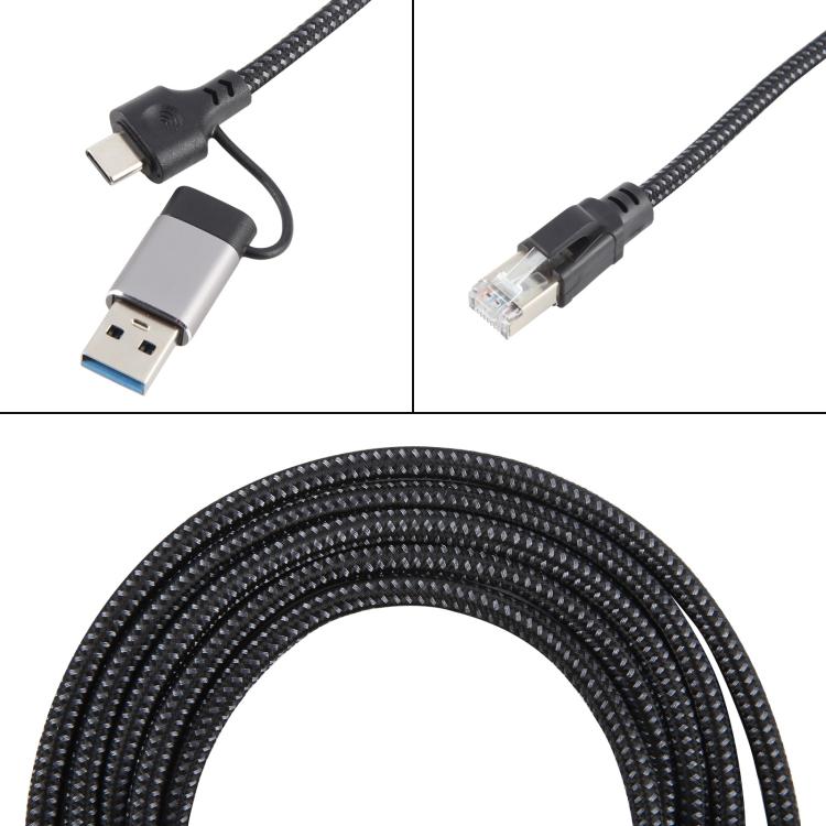 2m RJ45 to USB-C / Type-C Side Bend High Speed Network Card Ethernet Cable - Lan Cable and Tools by PMc TechLife | Online Shopping South Africa | PMc TechLife | Buy Now Pay Later Mobicred