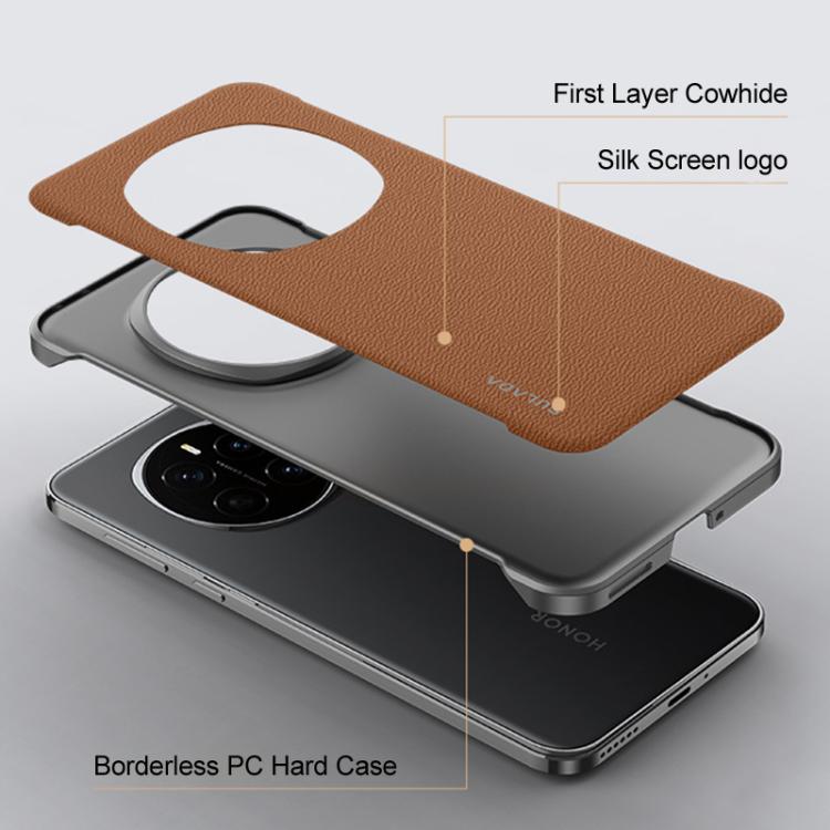 For Honor Magic7 Pro SULADA Frameless Top Layer Cowhide Leather Hybrid PC Phone Case(Black) - Honor Cases by SULADA | Online Shopping South Africa | PMC TechLife | Buy Now Pay Later Mobicred