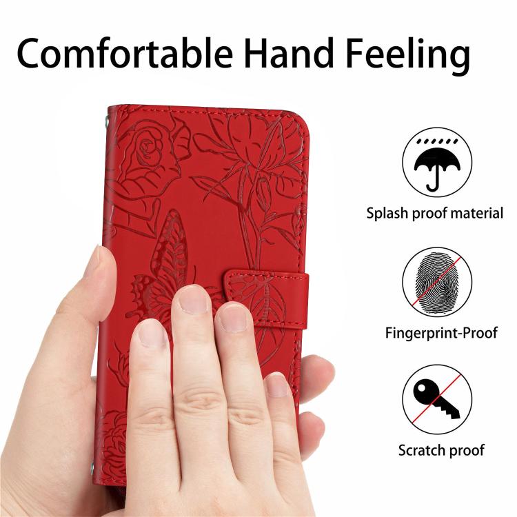 For Tecno Spark 40 Pro+ 4G Skin Feel Butterfly Embossed Flip Leather Phone Case(Red) - free shipping - PMC TechLife - Order now!