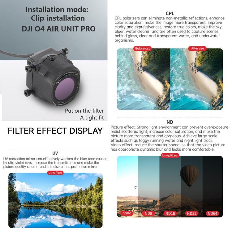 For DJI O4 Air Unit Pro / Avata 2 JSR YB Series Camera Lens Filter, Filter:ND16 - free shipping - PMC TechLife - Order now!