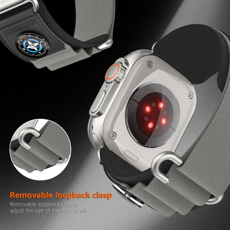 For Apple Watch 46mm / 49mm / 45mm / 44mm Compass Nylon Loop Watch Band(Black Grey) - free shipping - PMc TechLife - Order now!