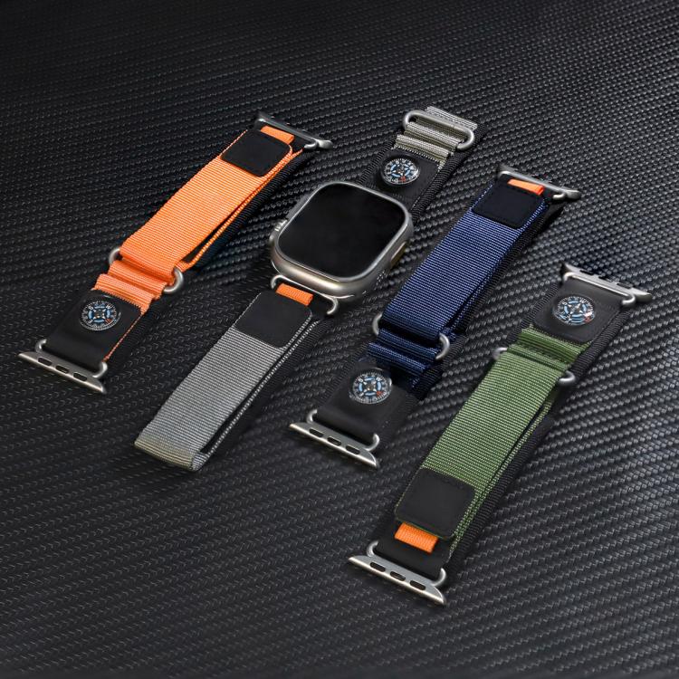 For Apple Watch 46mm / 49mm / 45mm / 44mm Compass Nylon Loop Watch Band(Black Grey) - free shipping - PMc TechLife - Order now!