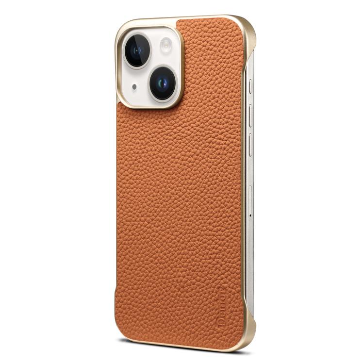 For iPhone 14 / 13 Denior A20 Genuine Leather Litchi Texture MagSafe Frameless Phone Case(Brown) - free shipping - PMc TechLife - Order now!