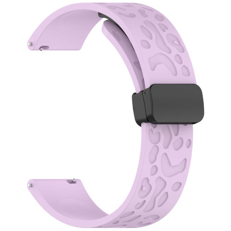 22mm Kalebol Universal Leopard Print Magnetic Folding Buckle Silicone Strap(Purple) - 22mm Bands by Kalebol | Online Shopping South Africa | PMc TechLife | Buy Now Pay Later Mobicred