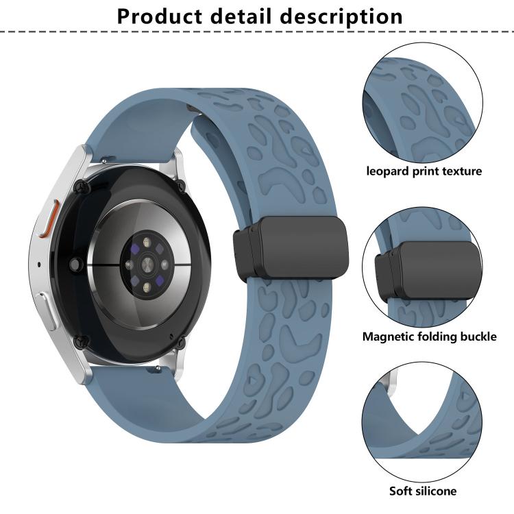 22mm Kalebol Universal Leopard Print Magnetic Folding Buckle Silicone Strap(Light Grey) - free shipping - PMc TechLife - Order now!