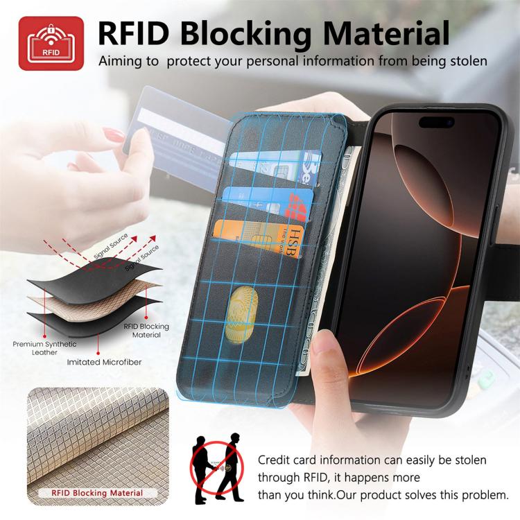 For iPhone 16e CaseNeo Finger Grip Strap MagSafe Leather Phone Case(Black) - free shipping - PMc TechLife - Order now!