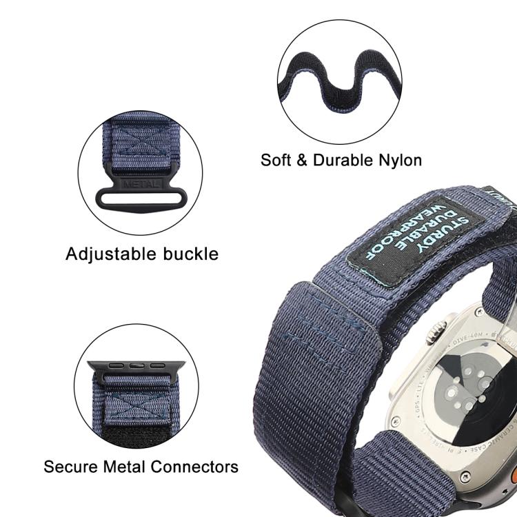 For Apple Watch 46mm / 49mm / 45mm / 44mm Kalebol Simple Two Section Nylon Strap(Blue) - Watch Bands by Kalebol | Online Shopping South Africa | PMC TechLife | Buy Now Pay Later Mobicred