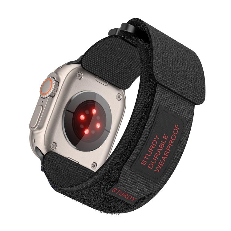 For Apple Watch 42mm / 41mm / 40mm / 38mm Kalebol Simple Two Section Nylon Strap(Black) - Watch Bands by Kalebol | Online Shopping South Africa | PMC TechLife | Buy Now Pay Later Mobicred