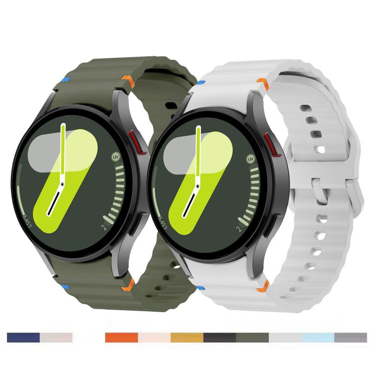 For Samsung Galaxy Watch 7  / 6 / 5 / 4 Kalebol Wave Stitching Silicone Watch Band(Light Grey) - free shipping - PMc TechLife - Order now!