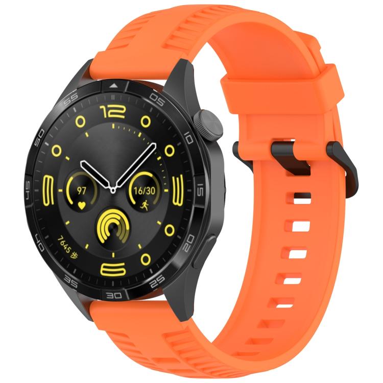22mm Kalebol Black Buckle Tire Pattern Silicone Watch Band(Orange) - free shipping - PMc TechLife - Order now!
