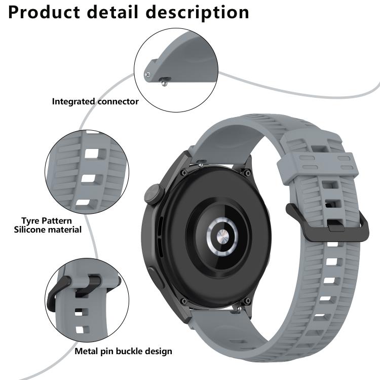 22mm Kalebol Black Buckle Tire Pattern Silicone Watch Band(Starlight) - 22mm Bands by Kalebol | Online Shopping South Africa | PMc TechLife | Buy Now Pay Later Mobicred