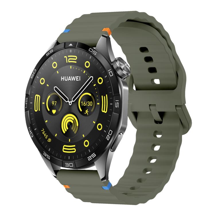22mm Kalebol Wave Stitch Silicone Watch Band(Army Green) - 22mm Bands by Kalebol | Online Shopping South Africa | PMc TechLife | Buy Now Pay Later Mobicred