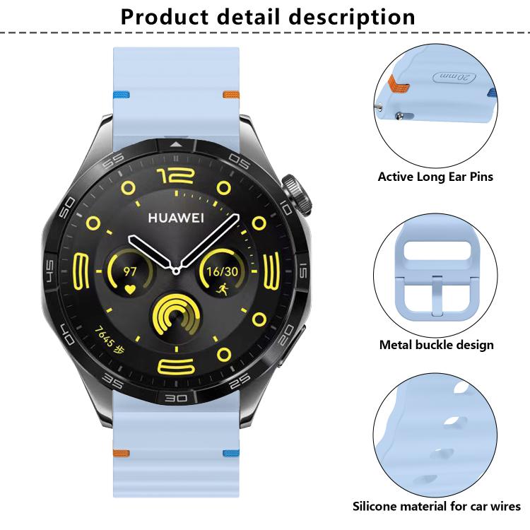20mm Kalebol Wave Stitch Silicone Watch Band(Light Blue) - free shipping - PMc TechLife - Order now!