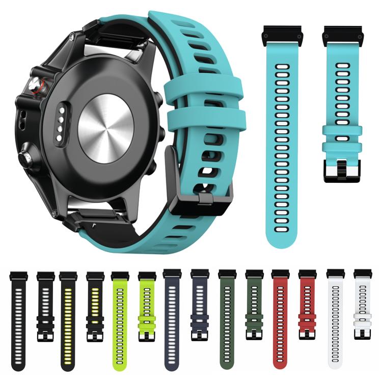 For Garmin QuickFit 26mm Kalebol Two-layer Silicone Watch Band(Teal Black) - free shipping - PMc TechLife - Order now!