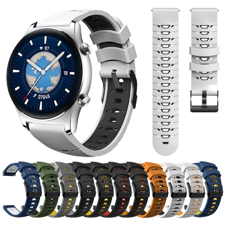 Kalebol 22mm Universal Three Row Holes Silicone Watch Band(Blue Yellow) - free shipping - PMc TechLife - Order now!