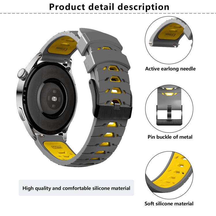 Kalebol 22mm Universal Three Row Holes Silicone Watch Band(Orange Black) - free shipping - PMc TechLife - Order now!
