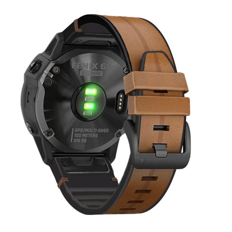 For Garmin QuickFit 22mm Kalebol Quick Release Silicone Leather Watch Band(Brown) - free shipping - PMc TechLife - Order now!