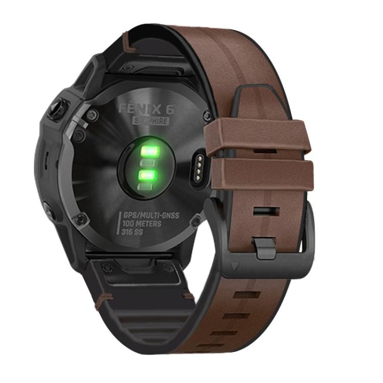 For Garmin QuickFit 26mm Kalebol Quick Release Silicone Leather Watch Band(Coffee) - free shipping - PMc TechLife - Order now!