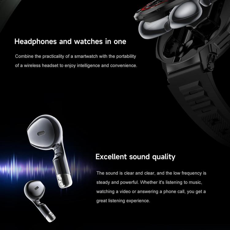 D11 1.46 inch 2 in 1 Bluetooth Earphone Smart Watch, Support Bluetooth Call / NFC / Heart Rate(Green) - free shipping - PMC TechLife - Order now!