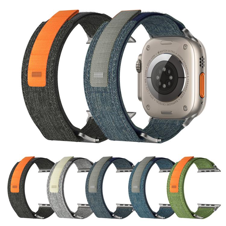For Apple Watch 46mm / 49mm / 45mm / 44mm Kalebol Canvas Pattern Nylon Loop Strap(Black) - Watch Bands by Kalebol | Online Shopping South Africa | PMC TechLife | Buy Now Pay Later Mobicred