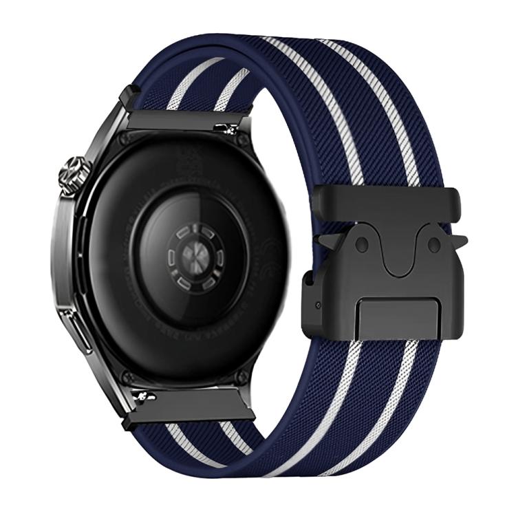 22mm Parachute Buckle Stripe Nylon Elastic Braided Watch Band(Midnight Blue White) - free shipping - PMc TechLife - Order now!
