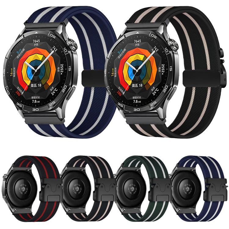 22mm Parachute Buckle Stripe Nylon Elastic Braided Watch Band(Midnight Blue White) - free shipping - PMc TechLife - Order now!