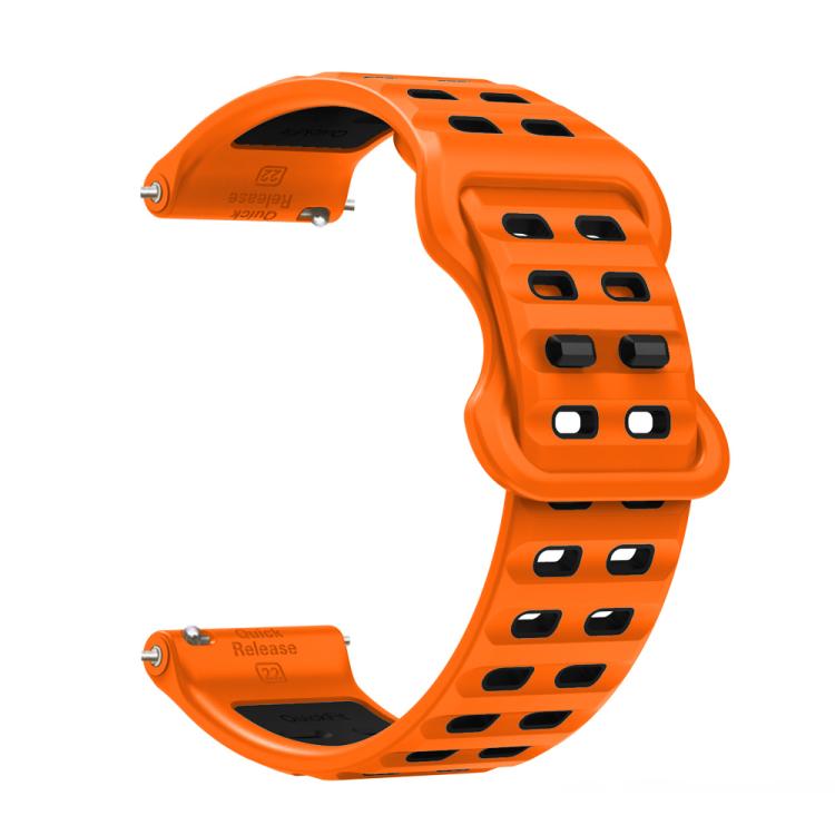 22mm Double-row Hole Studded Buckle Silicone Watch Band(Orange Black) - free shipping - PMc TechLife - Order now!
