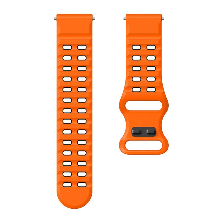 22mm Double-row Hole Studded Buckle Silicone Watch Band(Orange Black) - free shipping - PMc TechLife - Order now!